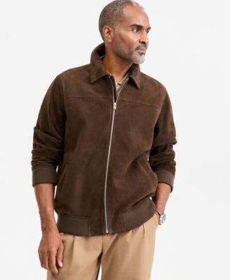 Men's Zip Front Suede Jacket, Macy's Exclusive