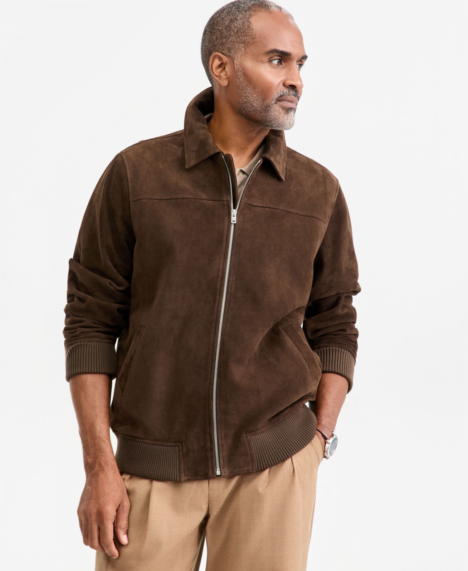 Men's Zip Front Suede Jacket, Macy's Exclusive