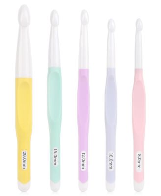 Crochet Hooks Set, 8mm-20mm Ergonomic with Rubber Handle for Chunky Yarn