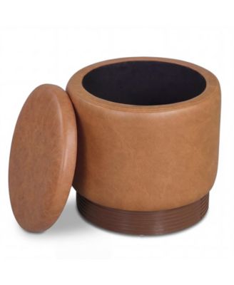 360degree(s) Swivel Faux Leather Foot Rest with Hidden Storage, 400 Lbs Weight Capacity