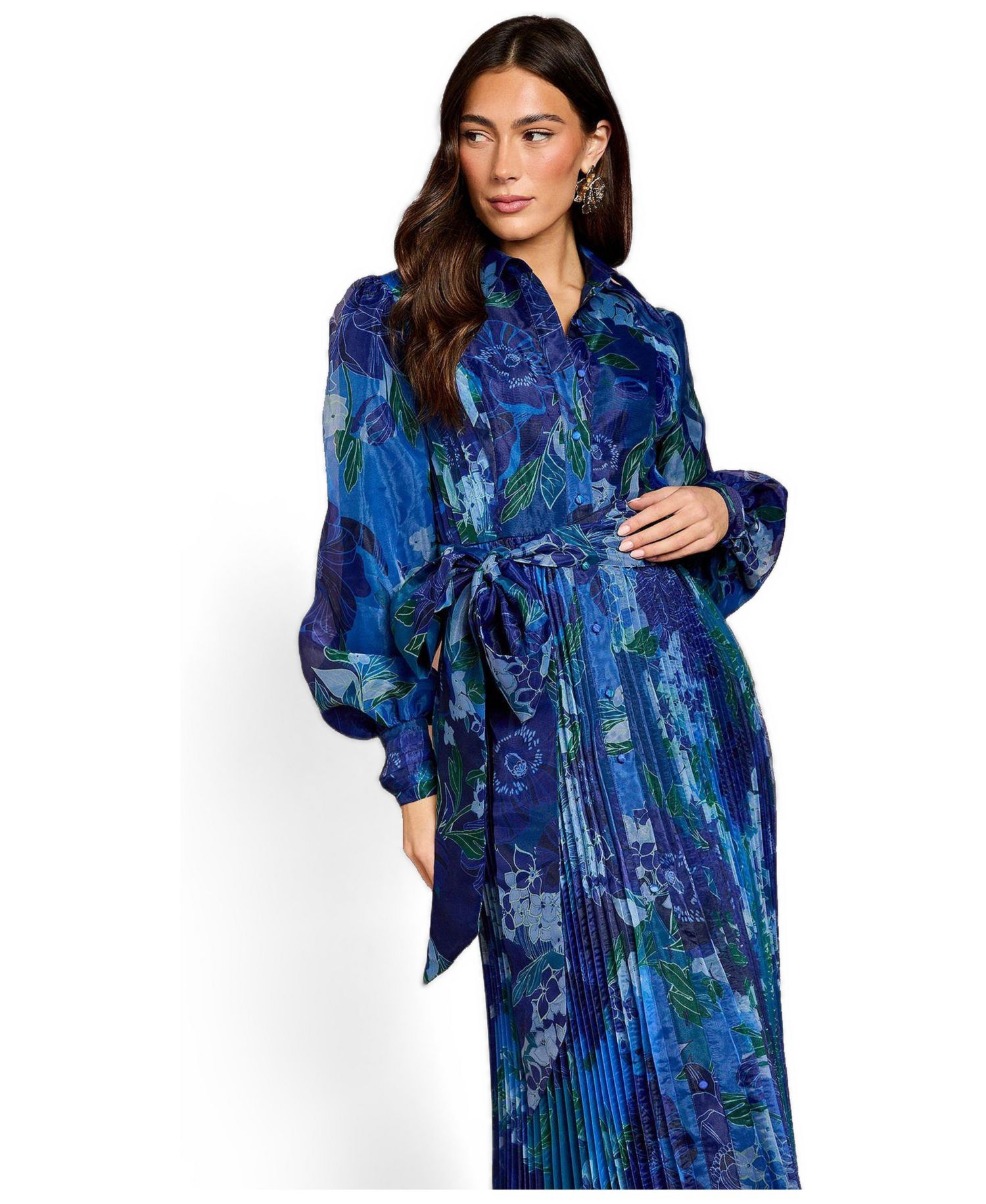 Women's Floral Organza Shirt Dress