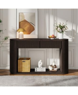 Entryway Table with Storage with 2 Drawers, Fluted Entryway Tables, Mid-Century Modern Foyer Table, for Entryway, Hallway, Living Room
