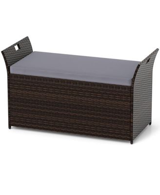 Outdoor Bench with Hand-woven PE Rattan Wicker and Side Handles