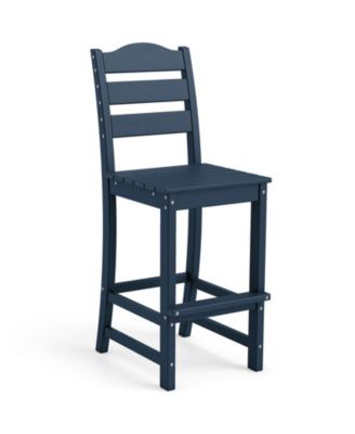 30 Inch HDPE Counter Height Bar Stool with Curved Back and Slatted Footrest