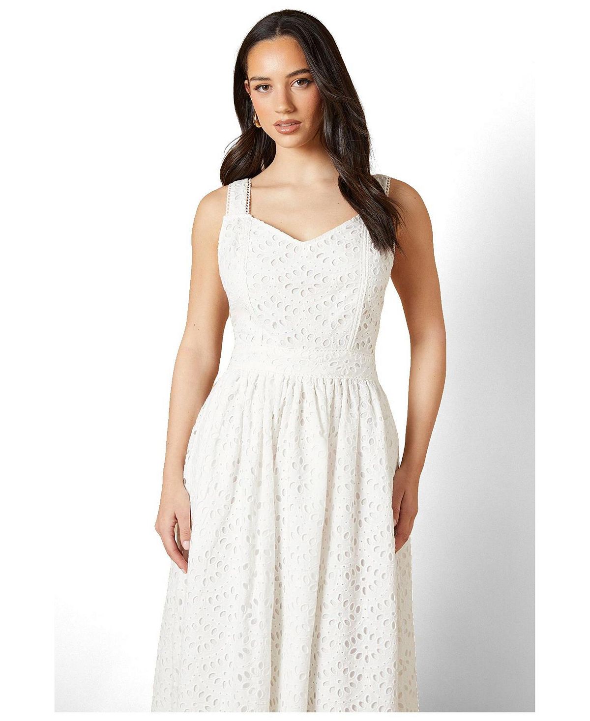 Oasis Women's Embroidered Broderie Midi Dress view 2 — MAYCSS fashion products