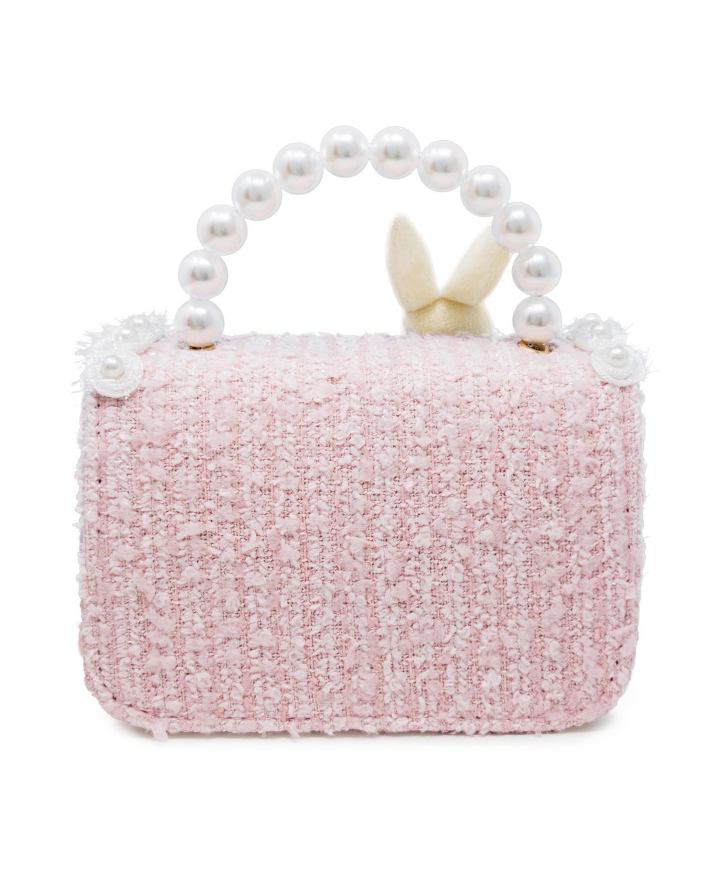 Детская сумка Puttisu Bunny Royale Kids Tweed Handbag with Pearl Handle, цвет: Розовый — фото 6