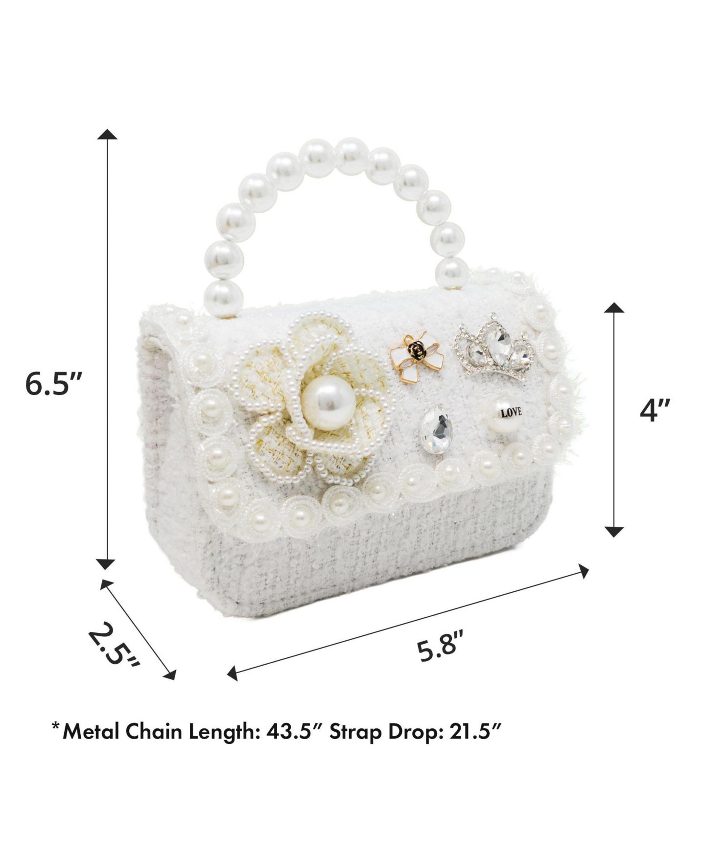 Сумка Puttisu Royal Camellia Tweed Handbag для девочек, цвет: Слоновая кость жемчужный — фото 3
