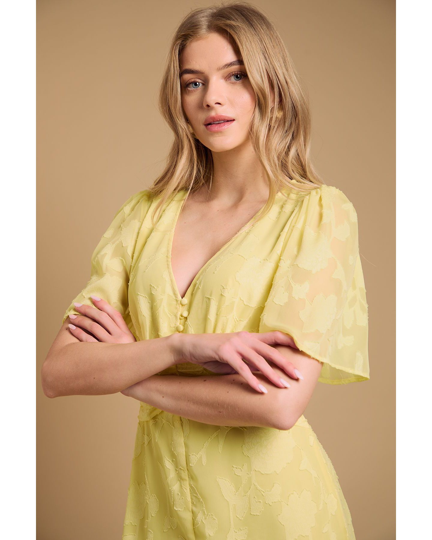 Женское платье Oasis Button Jacquard Midi, цвет: Сливочный — фото 4