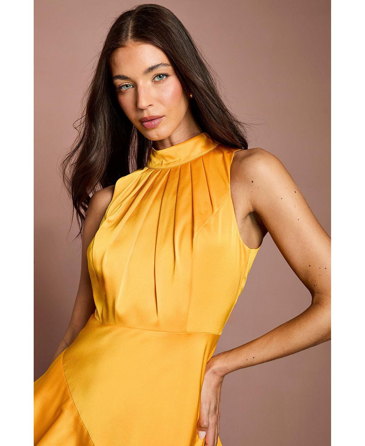 Coast Women's Satin Crepe High-Neck Pleated Maxi Dress view 4 — MAYCSS fashion products