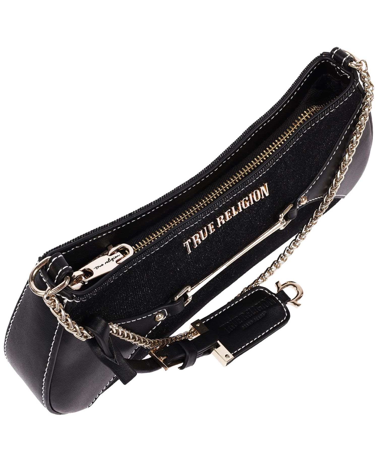 Women's Zip Top Denim Shoulder Bag