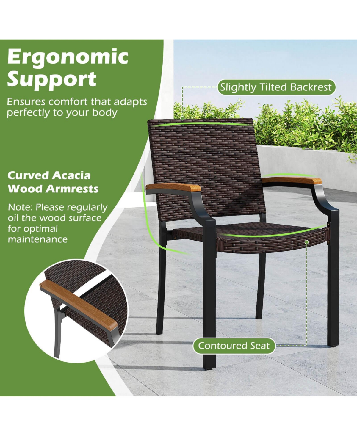 Gymax 9 Piece Patio Dining Set with 79'' Rectangular Dining Table and 8 Stackable Rattan Chairs