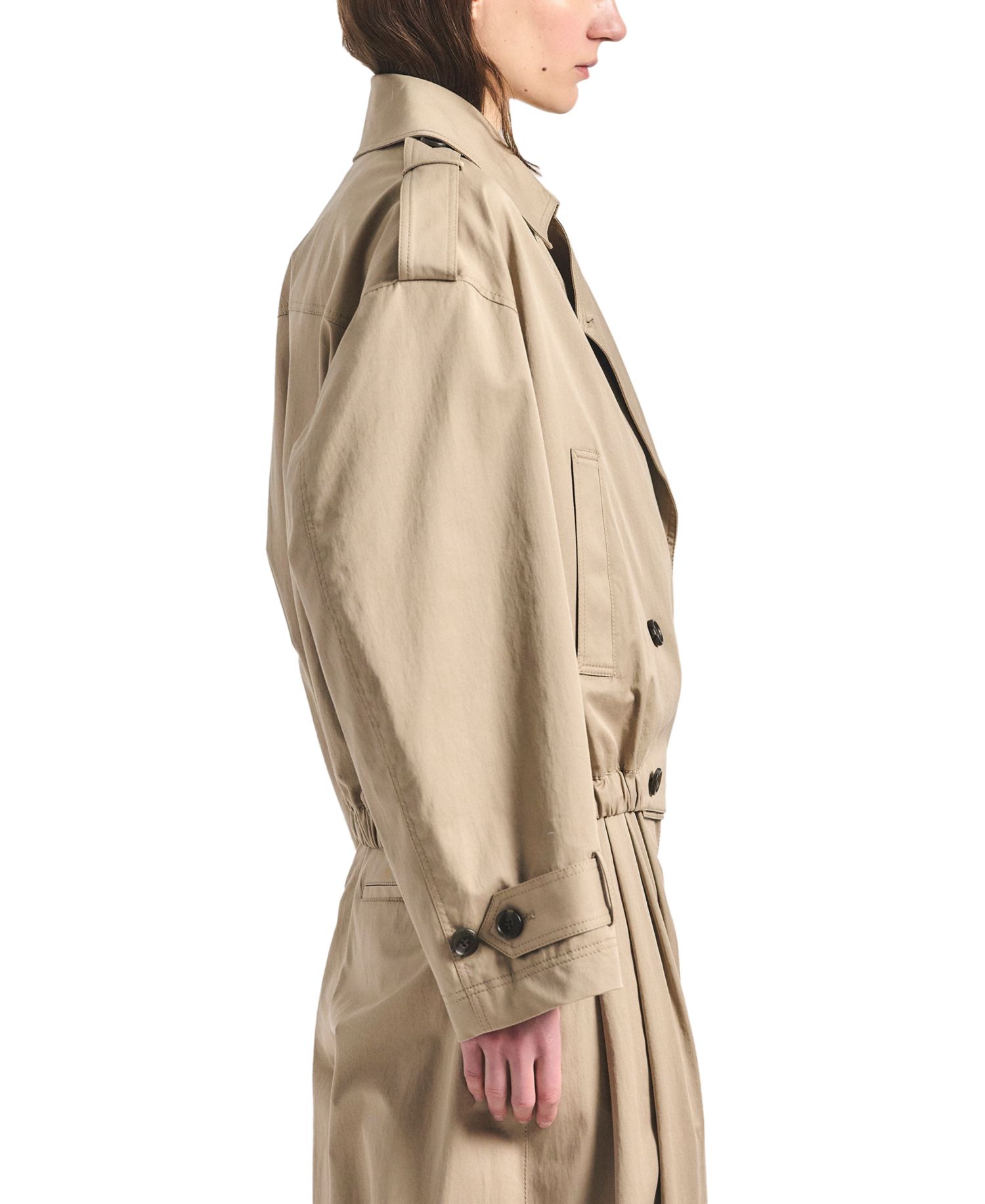 Women's Emilio Stretch Cotton Twill Cropped Trench Coat