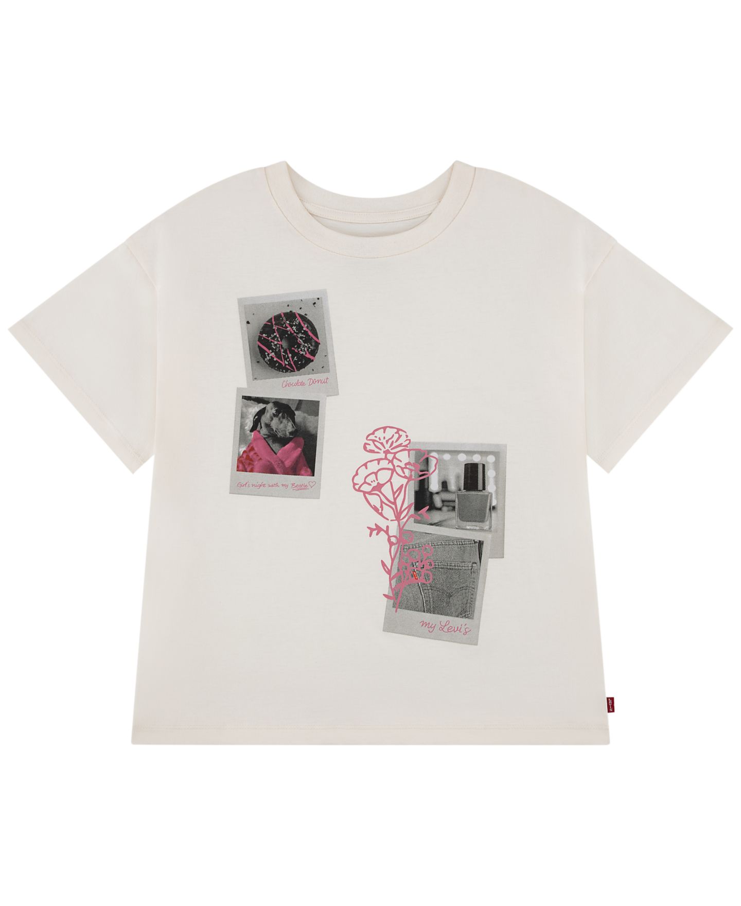 Футболка Levi's Polaroid Oversized Short-Sleeve T-Shirt для девочек, цвет: Levi's Egret — фото 1
