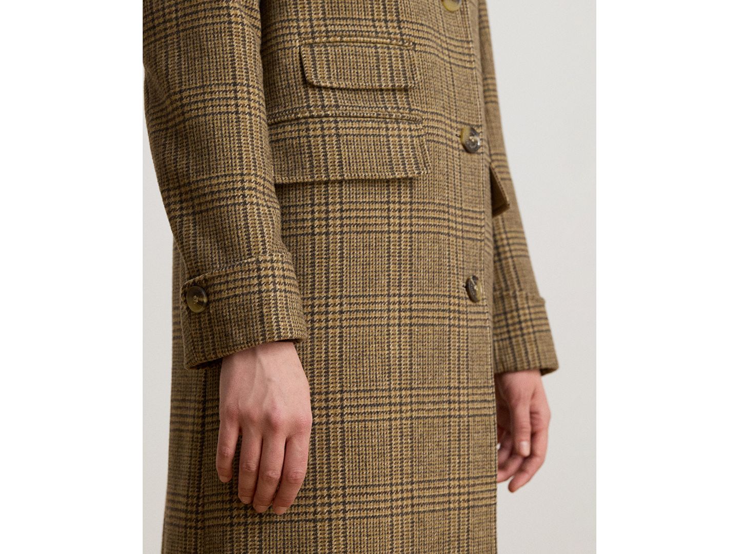 Женское пальто Lauren Ralph Lauren Collared Wool Walker, цвет: Ореховый клетчатый — фото 2