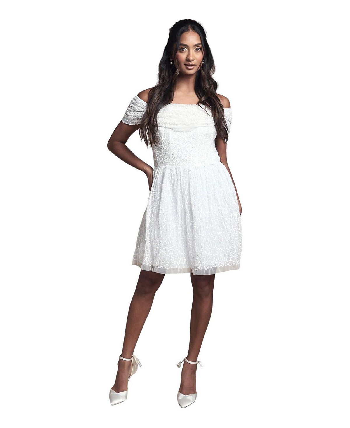 Coast Women's Bardot Embellished Bridal Mini Dress view 1 — MAYCSS fashion products
