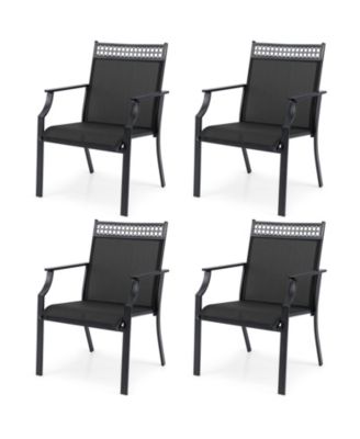 4 Piece Patio Chairs with All Weather Breathable Fabric High Backrest