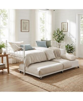 Metal Daybed Frame with Pull-Out Trundle and Steel Slat Support - Versatile Multi-functional Sofa Bed for Guest Room and Modern Living Spaces
