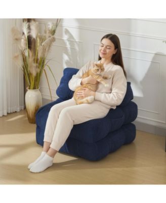  Single Folding Sofa Bed - Sleeper Chair with Floor Lounger and Pillow, Portable Fold Out Couch Bed for Living Room or Ottoman