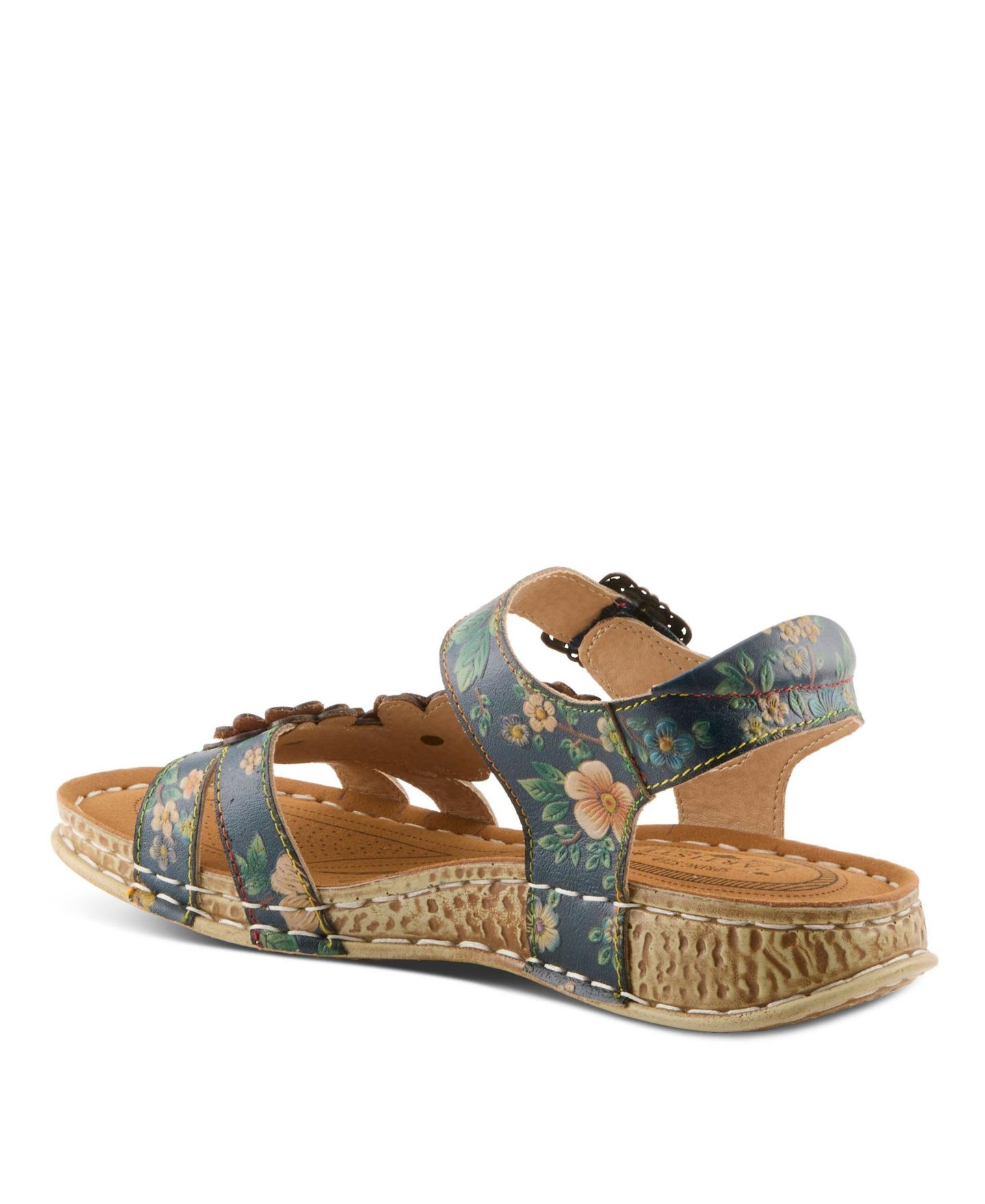 Женские сандалии L'Artiste Offcenter Ankle Strap Sandal with Painted Vamp, цвет: Тёмно-синий разноцветный — фото 8