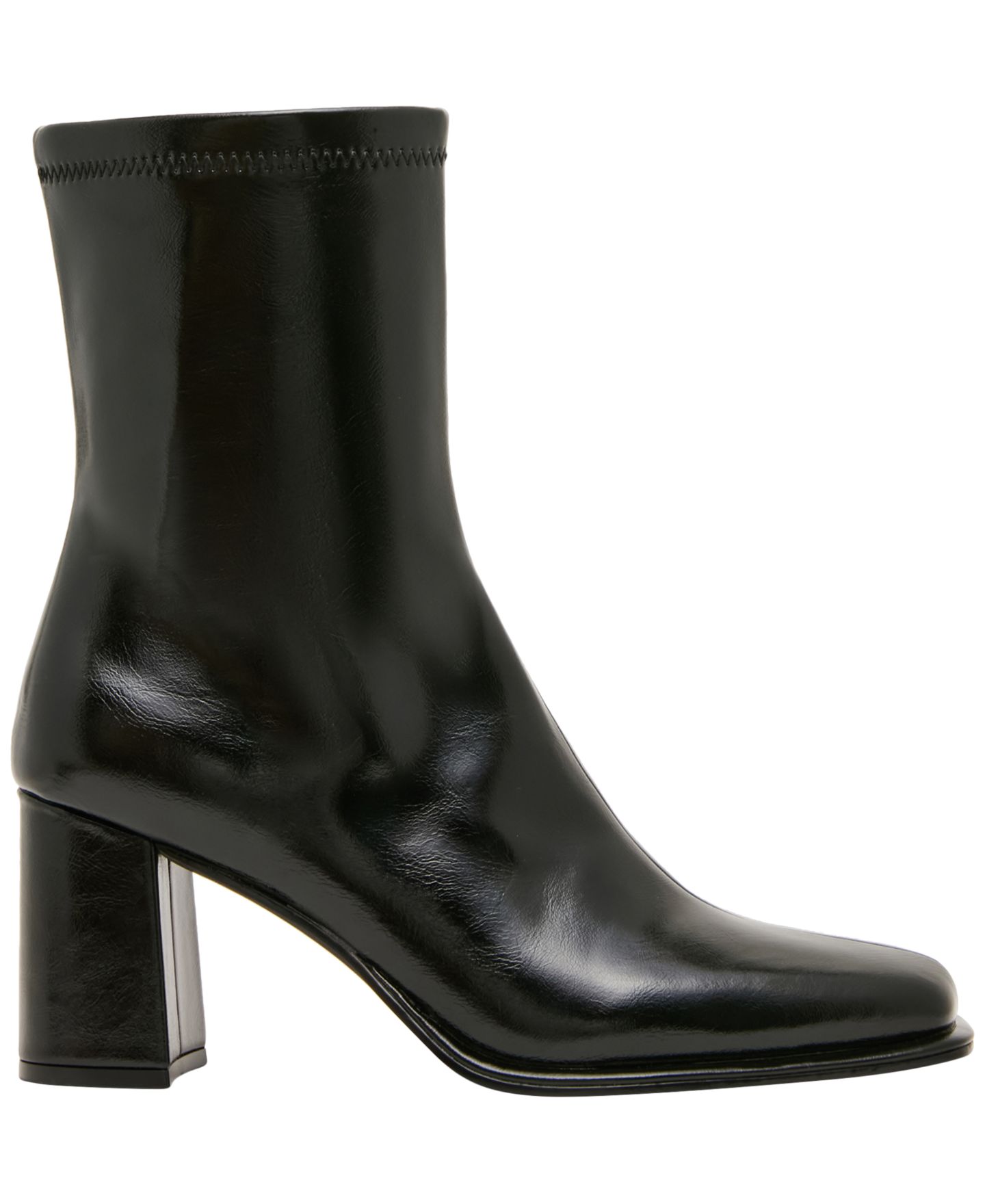 Женские носки Madden Girl Morning Block Heel Square Toe Sock Booties, цвет: Чёрный лаковый — фото 2