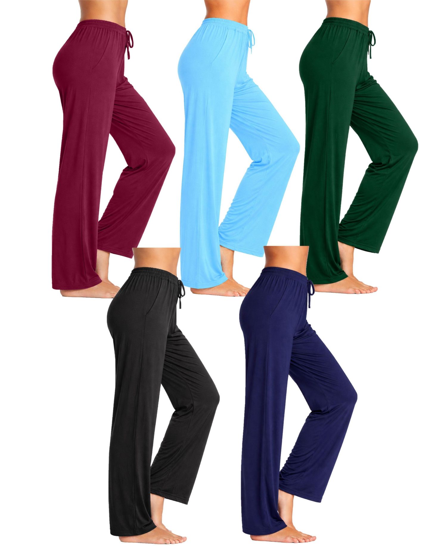 Women's Loose Fit Classic Lounge Pants-5 Pack