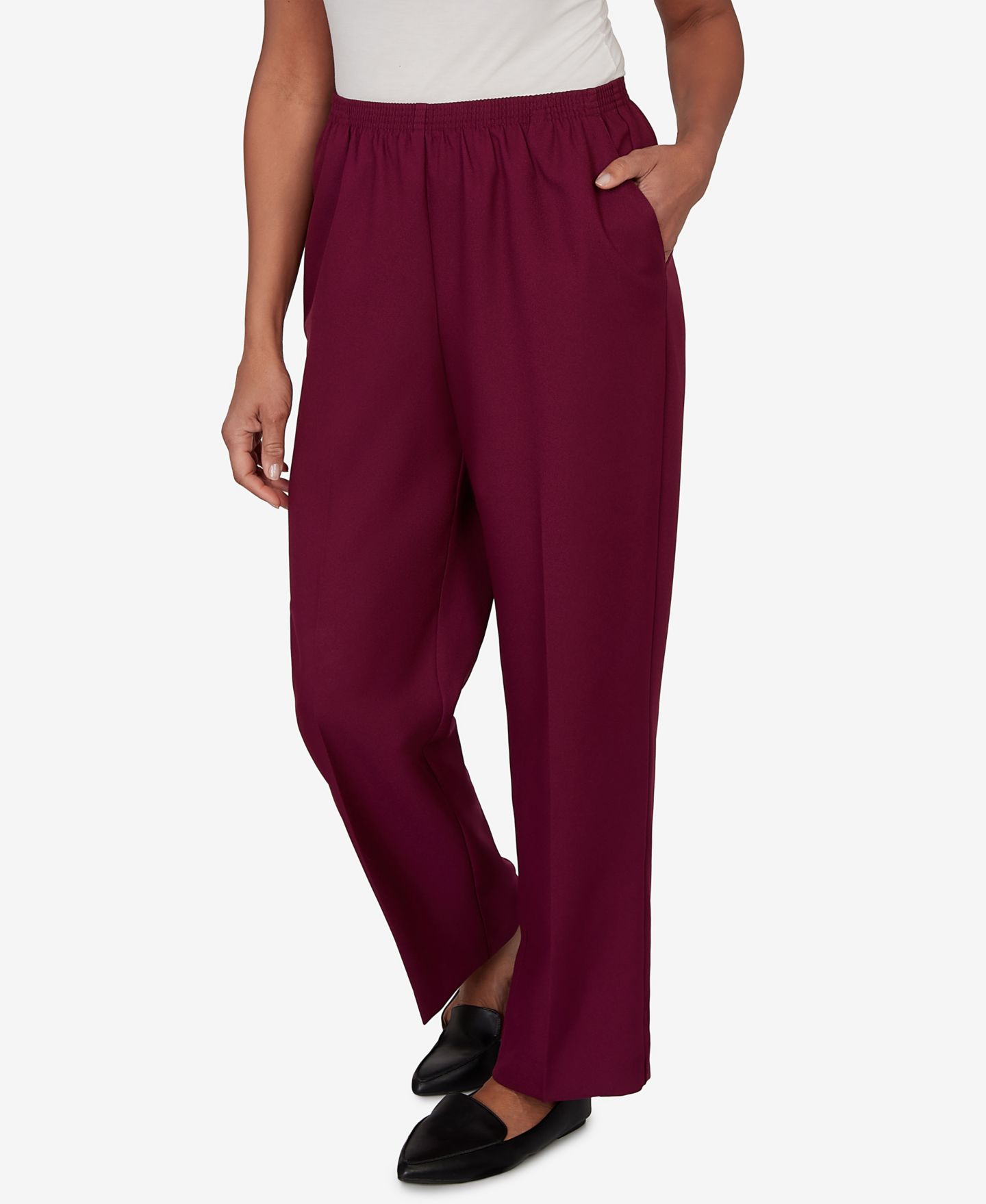 Женские брюки Alfred Dunner Petite Colored Classic Short-Length, цвет: Ягодный — фото 2