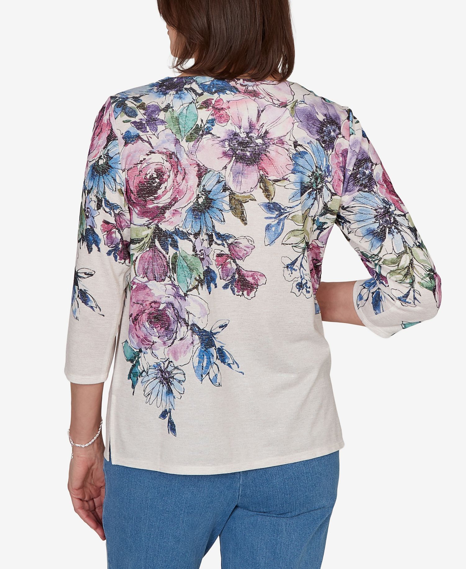 Petite Falling Roses Knit Top