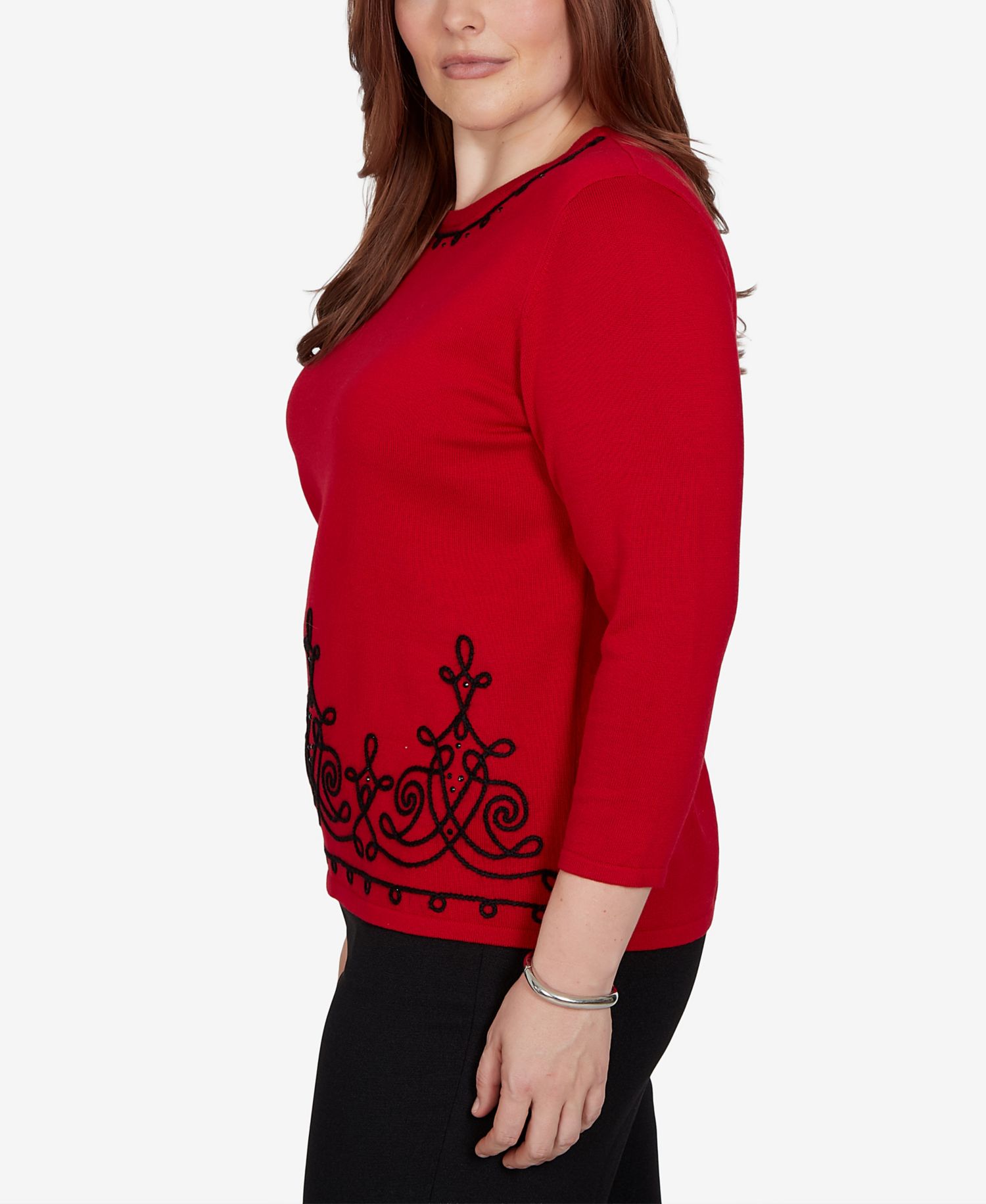 Petite Border Scroll Soutache Sweater