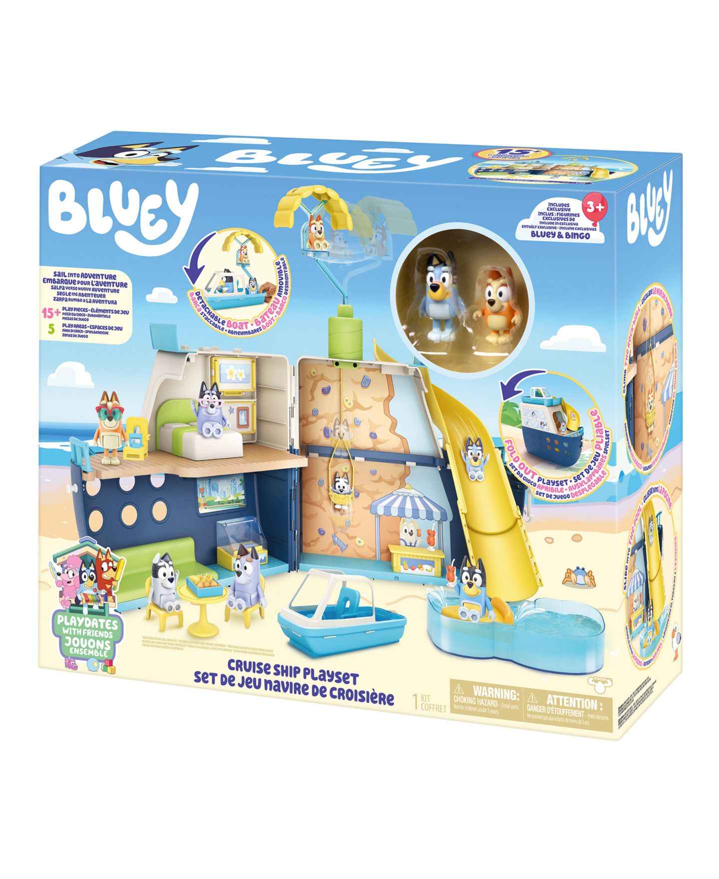 Детский игровой набор Bluey Cruise Ship 6-Play-Area 13-Piece Playset, Ages 3+ — фото 9