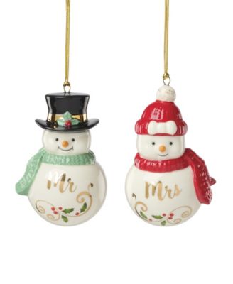 Mr. & Mrs. Snowman 2-Piece Ornament Set