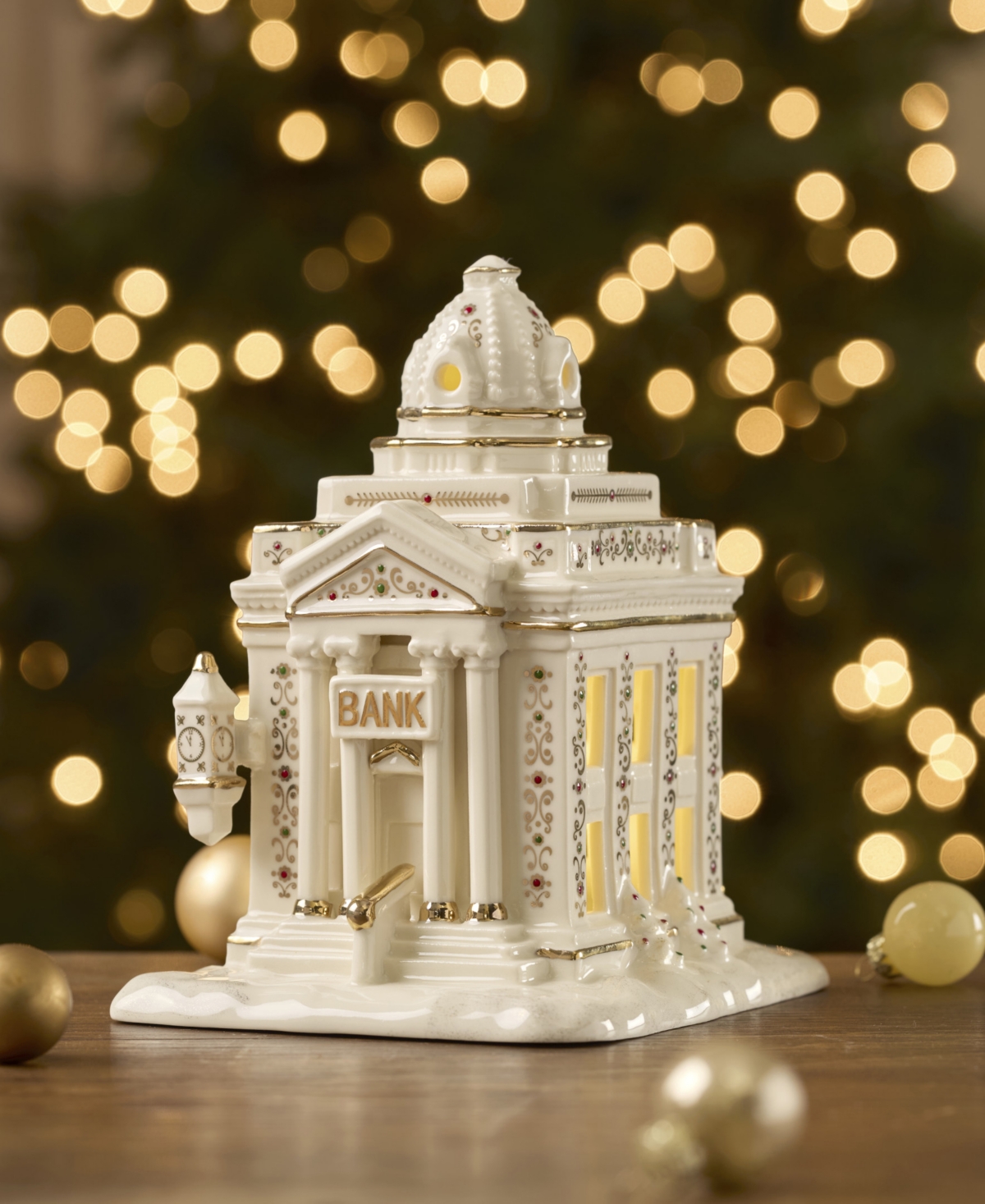 Lenox Mistletoe Park Bank Lit Figurine