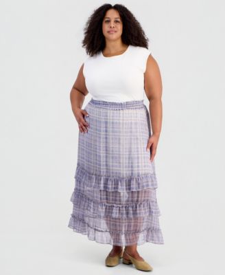 Trendy Plus Size Chiffon Midi Skirt