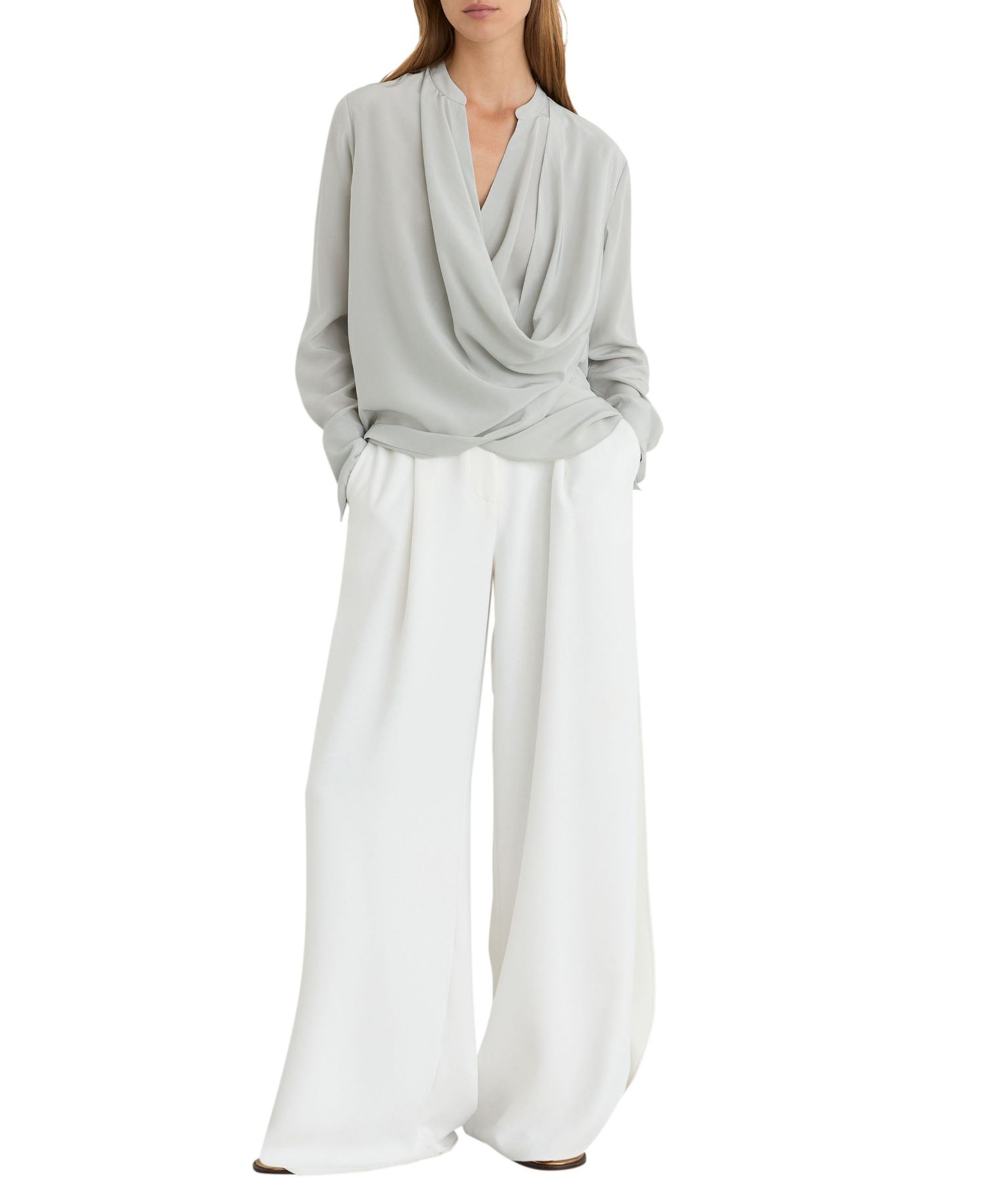 Women's Lauren Matt Silk Drape Shirt