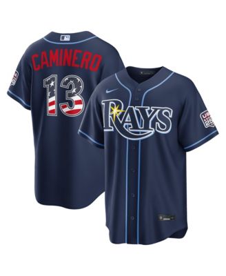 Men's Junior Caminero Navy Tampa Bay Rays USA 250 Fourth of July Stadium Jersey