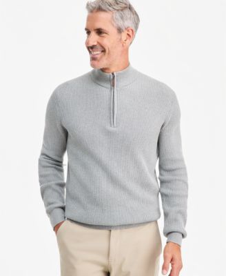 Men's Cotton Refined Cardigan Stitch Quarter-Zip Sweater, Macy's Exclusive