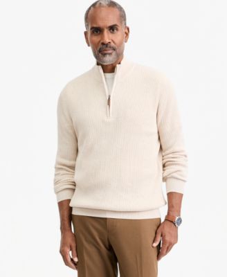 Men's Cotton Refined Cardigan Stitch Quarter-Zip Sweater