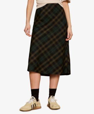 Women's Bias Plaid Midi A-Line Skirt