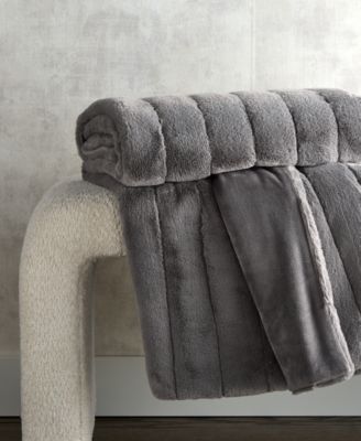 Channeled Faux Fur Throw, 50" x 60"