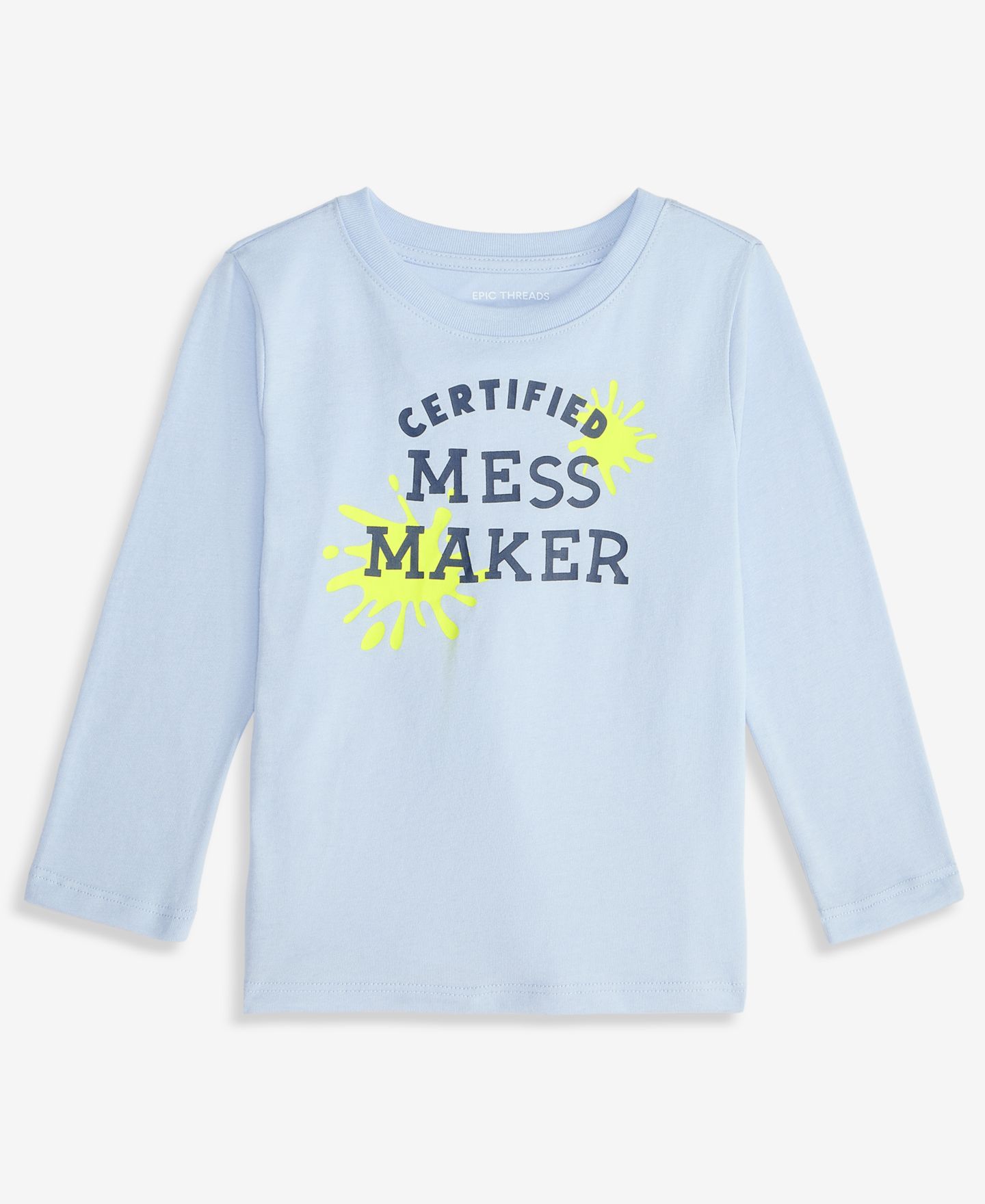 Футболка Epic Threads Long-Sleeve Mess Maker T-Shirt для мальчиков-малышей, цвет: Niagara Mi — фото 1