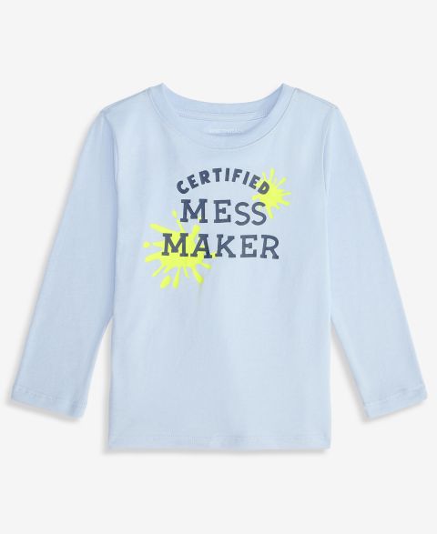 Футболка Epic Threads Long-Sleeve Mess Maker T-Shirt для мальчиков-малышей, цвет: Niagara Mi