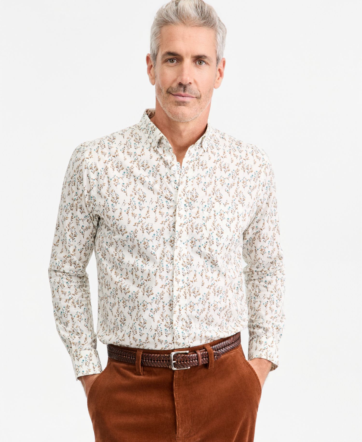Men's Floral Poplin Button-Down Shirt