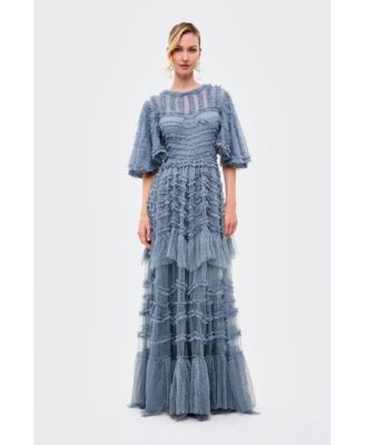 Women's Flutter Ruffle Maxi Dress