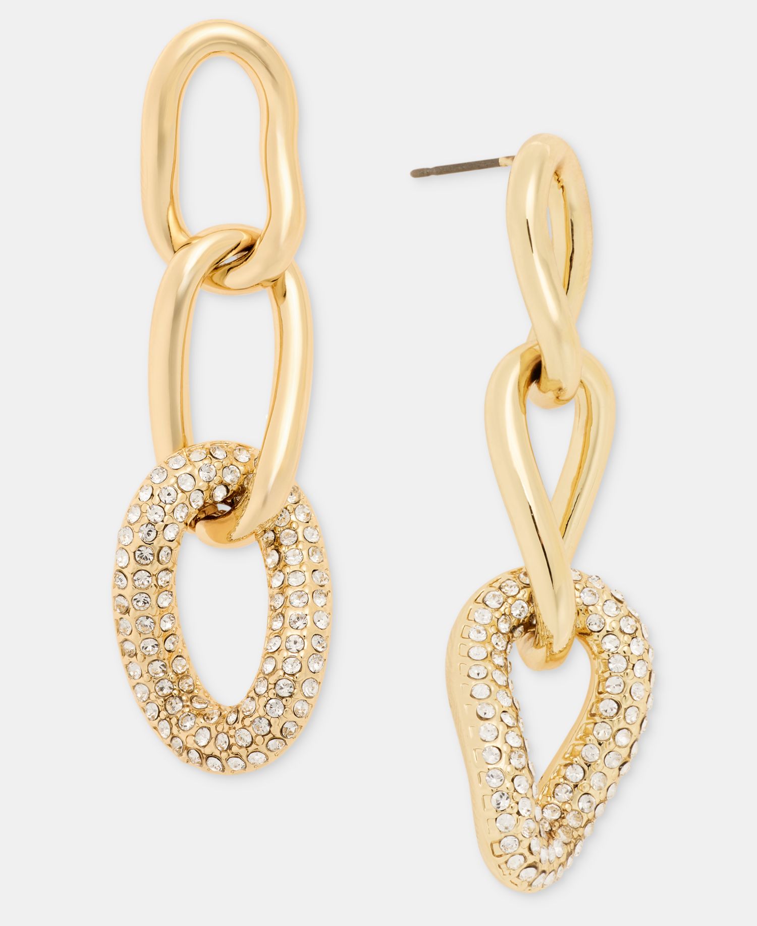 Pav&eacute; Link Linear Drop Earrings