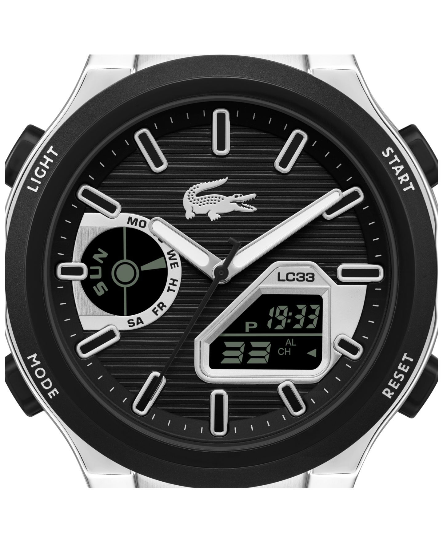 Мужские часы Lacoste Quartz LC33 Black Silicone Strap Watch 44.8mm — фото 5