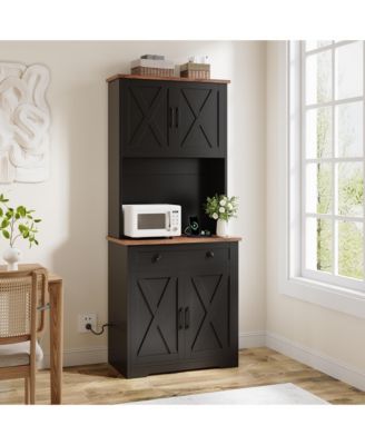 71 Inch Pantry Cabinet, Tall Kitchen Pantry Storage Cabinet with Charging Station for Living Room, Dining Room