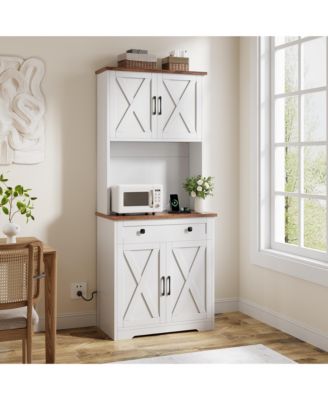 71 Inch Pantry Cabinet, Tall Kitchen Pantry Storage Cabinet with Charging Station for Living Room, Dining Room