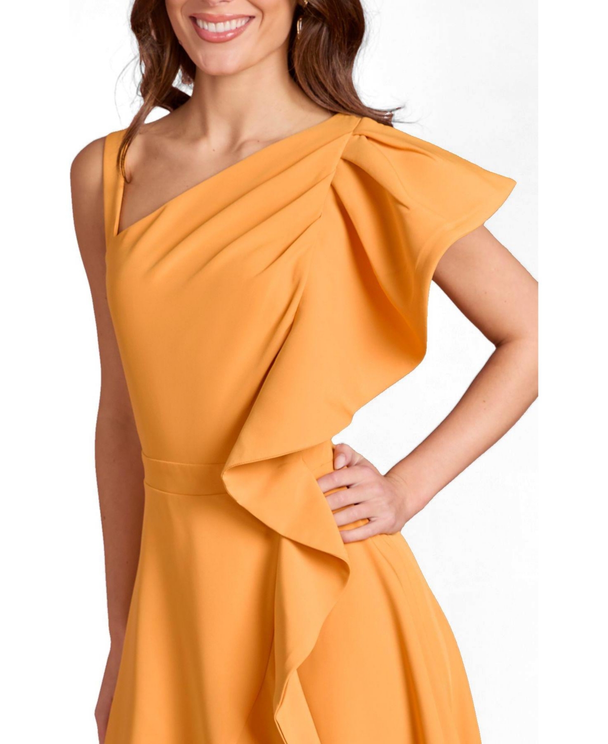 Coast Women's One Shoulder Crepe Ruffle Midi Dress
