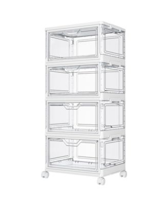 4-Tier Stackable Storage Bins with Wheels Lids