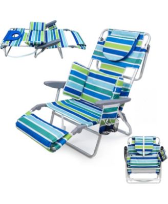 2 Packs Outdoor 3-in-1 Beach Chair, Folding Tanning Lounger with Face Hole