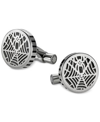 Montblanc - Men's Stainless Steel and Black Web Cufflinks 114708